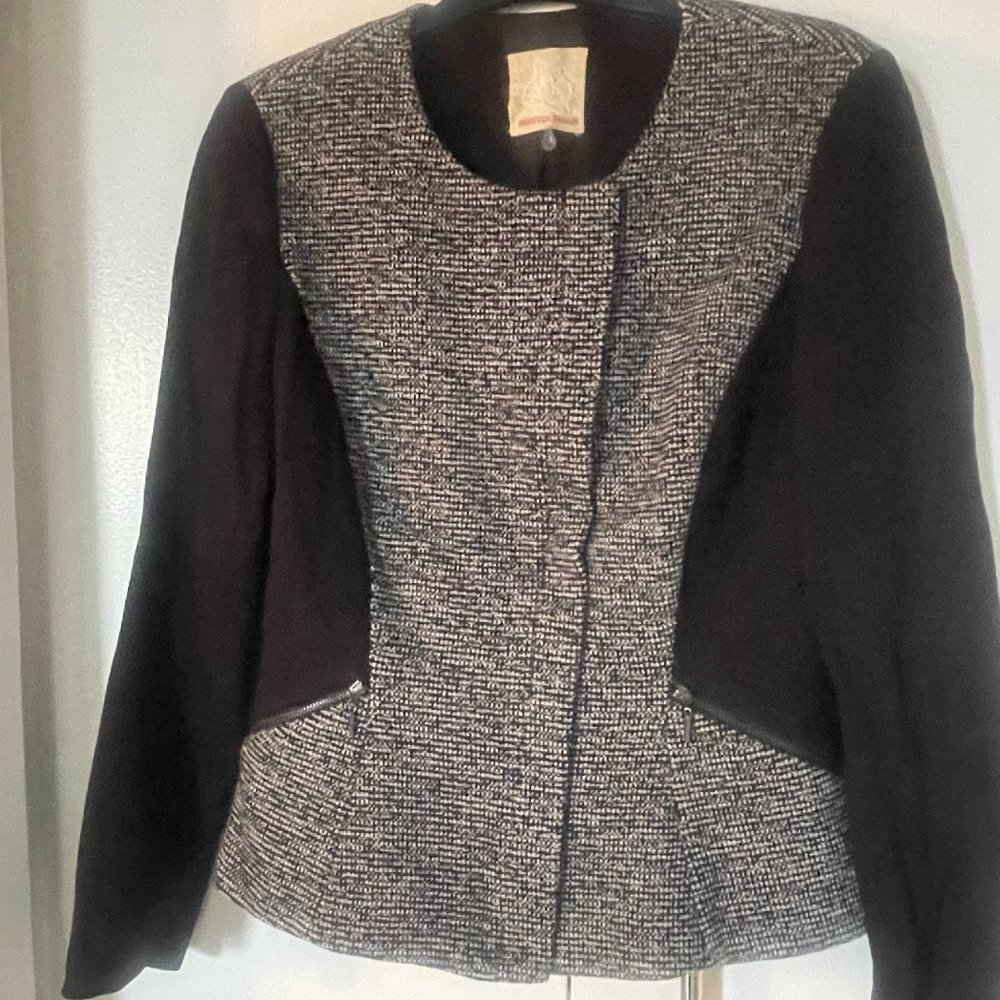 Rebecca Taylor Two-Tone Asymmetrical Zip Blazer